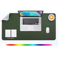 DOBAOJIA Large PU Leather Desk Pad | Waterproof Mouse Mat (Dark Green/Gray)