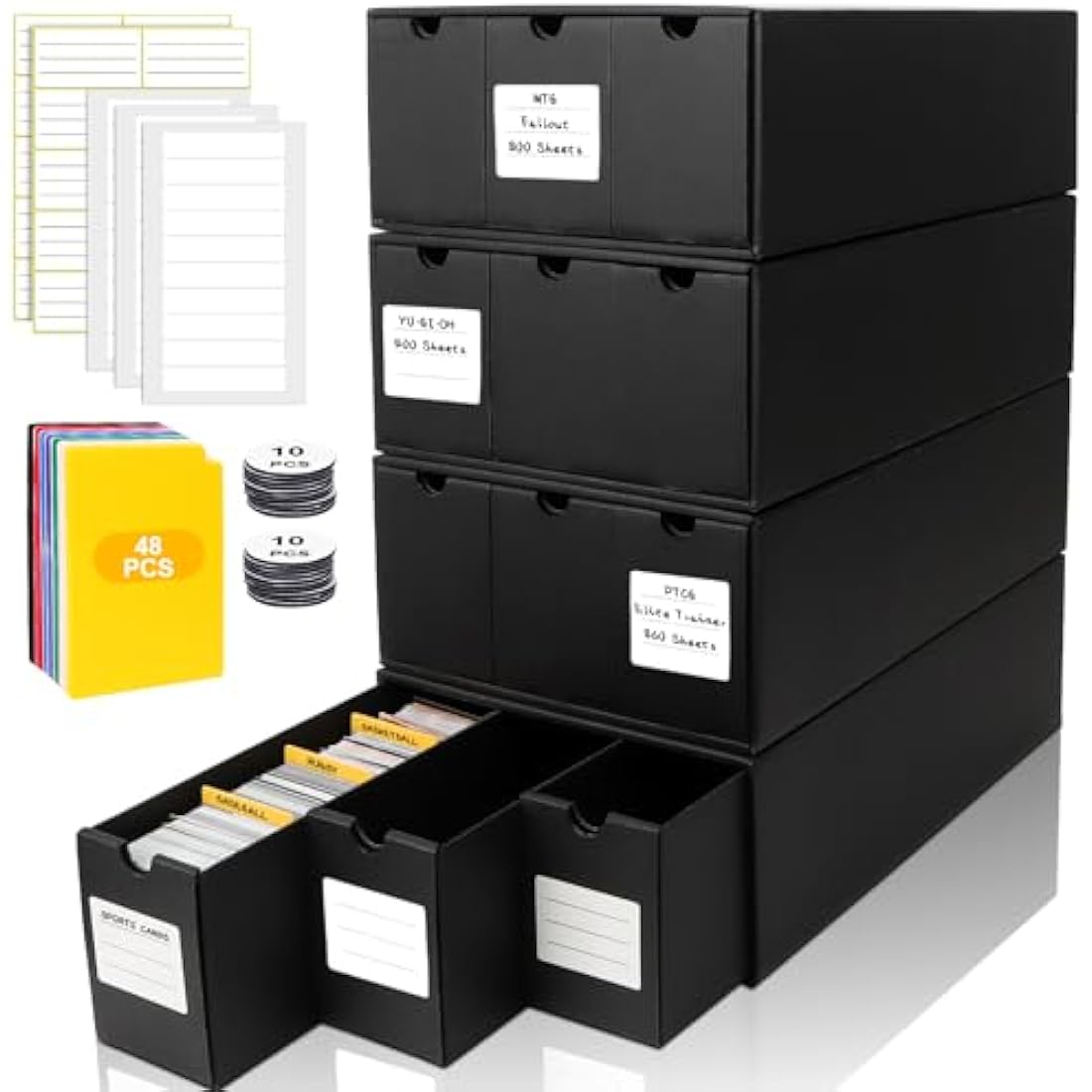 QLOUNI 12000+ Trading Card Storage Box – 12 Pack Cardboard TCG Organizer
