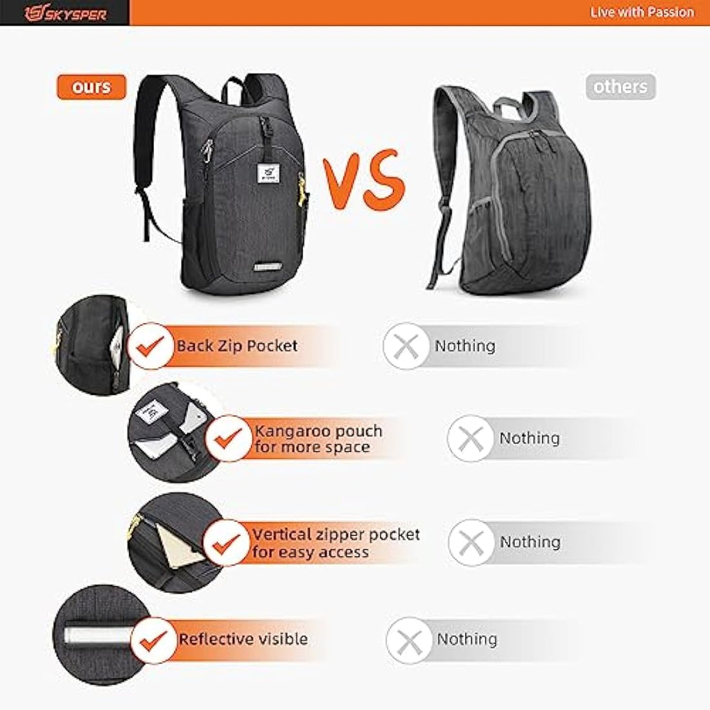 SKYSPER 10L Hiking Backpack | Lightweight Packable Travel Daypack