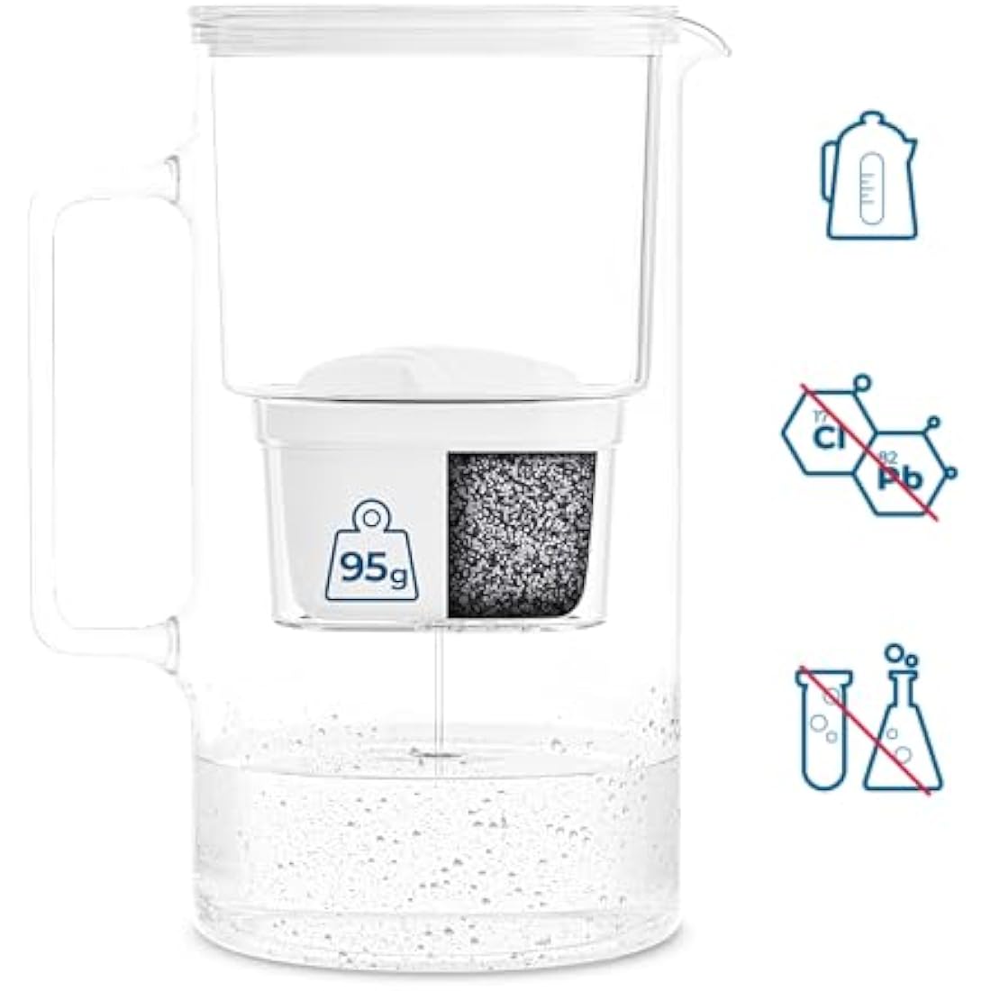 Wessper 3L Glass Water Filter Jug | Borosilicate Glass – White