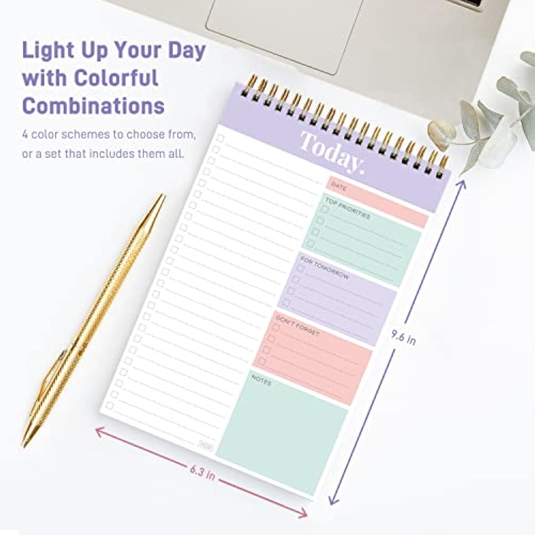 Sweetzer & Orange Undated Daily Planner - 52 Page Coiled Notepad, Mauve