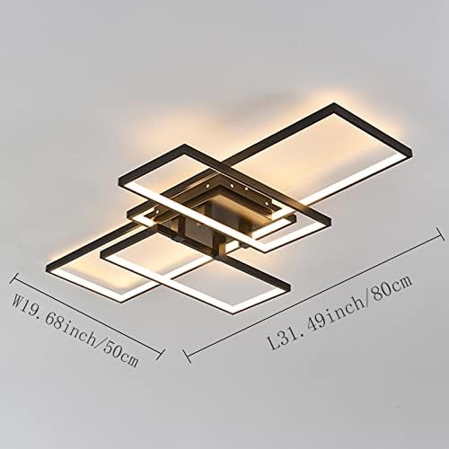 Becailyer Modern LED Flush Mount Ceiling Light | Dimmable 4-Square Black Lamp