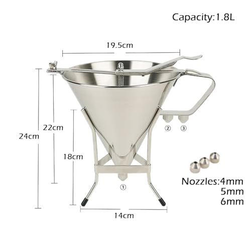 1.8L Stainless Steel Piston Funnel with Stand & 3 Nozzles