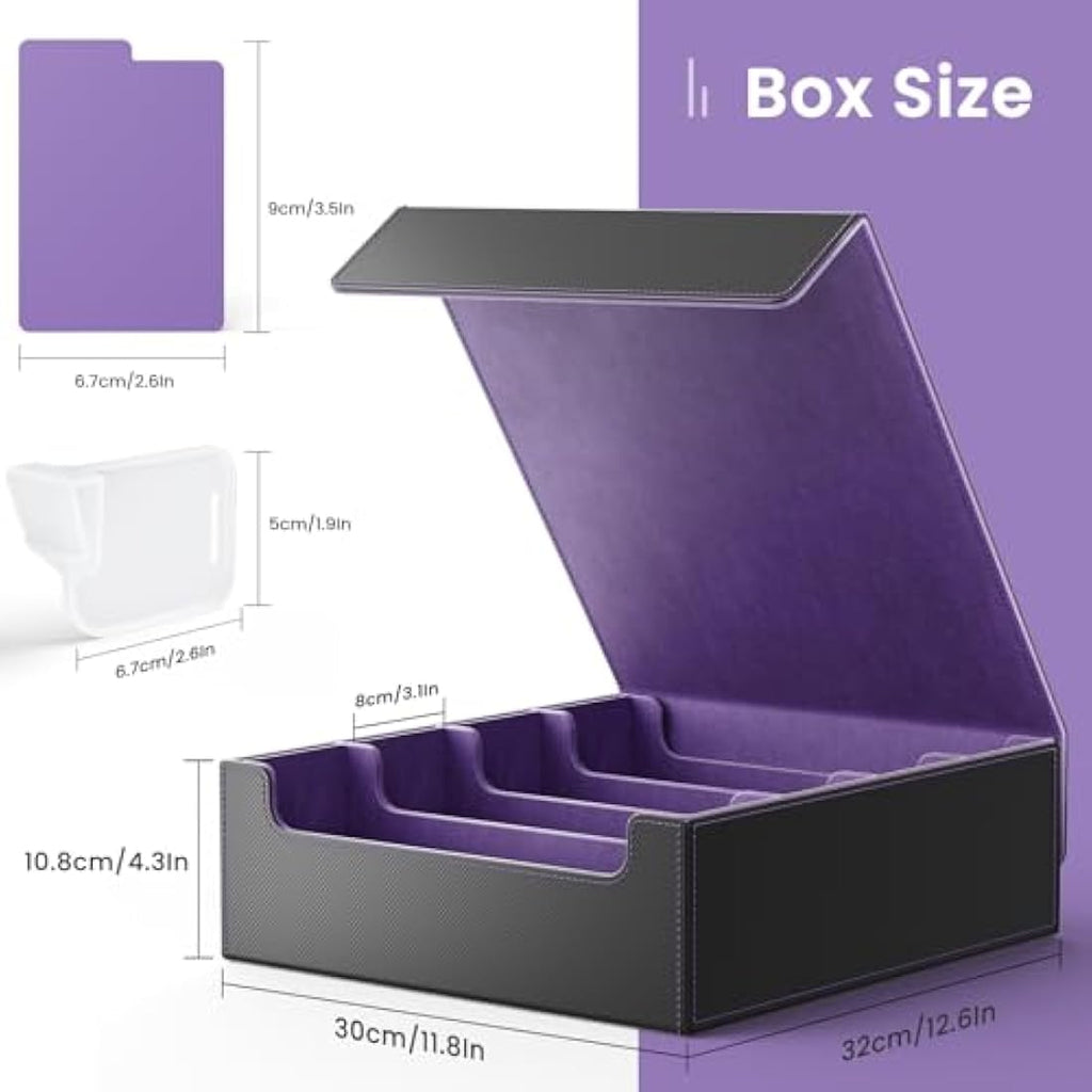 Hot Bee 2400+ Card Deck Box | PU Leather TCG Storage Case - Purple
