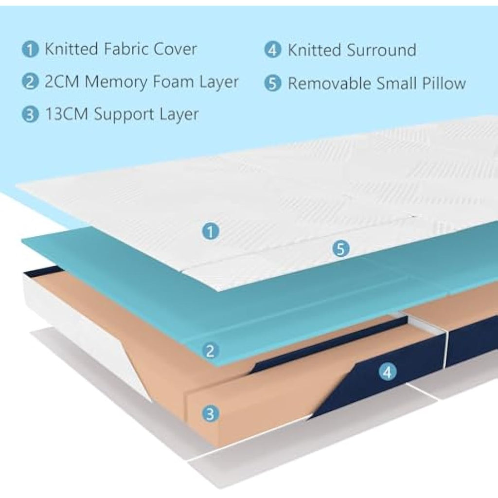 Hiimgo 15cm King Folding Memory Foam Mattress with Pillow and Bag