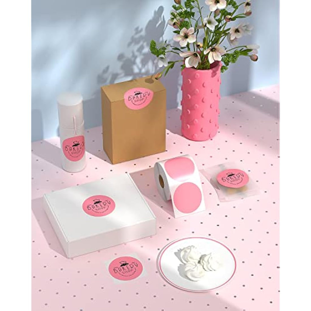 Munbyn 3" Pink Circle Thermal Sticker Labels | 500 Round Self-Adhesive Roll