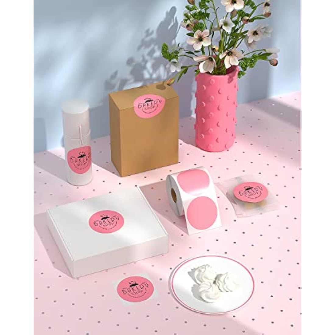 Munbyn 3" Pink Circle Thermal Sticker Labels | 500 Round Self-Adhesive Roll