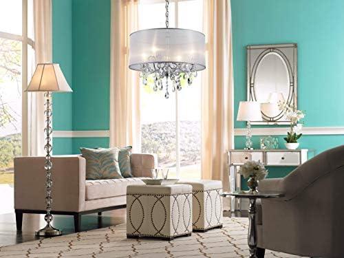 Bestier Crystal Drum Pendant Chandelier | 4-Light Chrome Ceiling Fixture