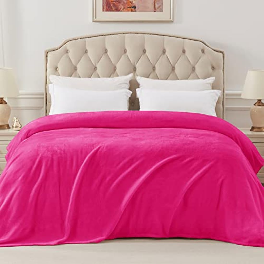 Fleece Blanket – Soft Hot Pink Double Bed Throw, 230x168 CM