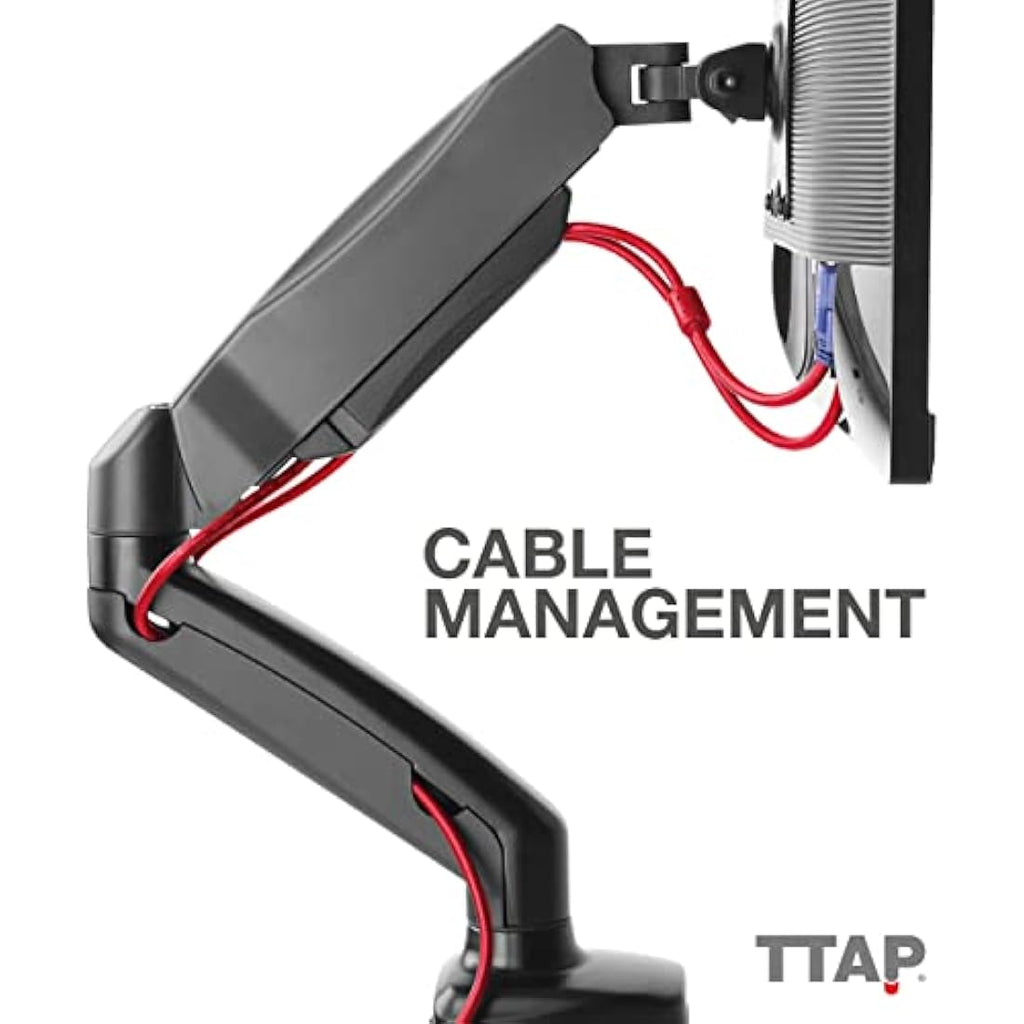 TTAP Single Gas Spring Monitor Arm – Height Adjustable 17-32" VESA Mount