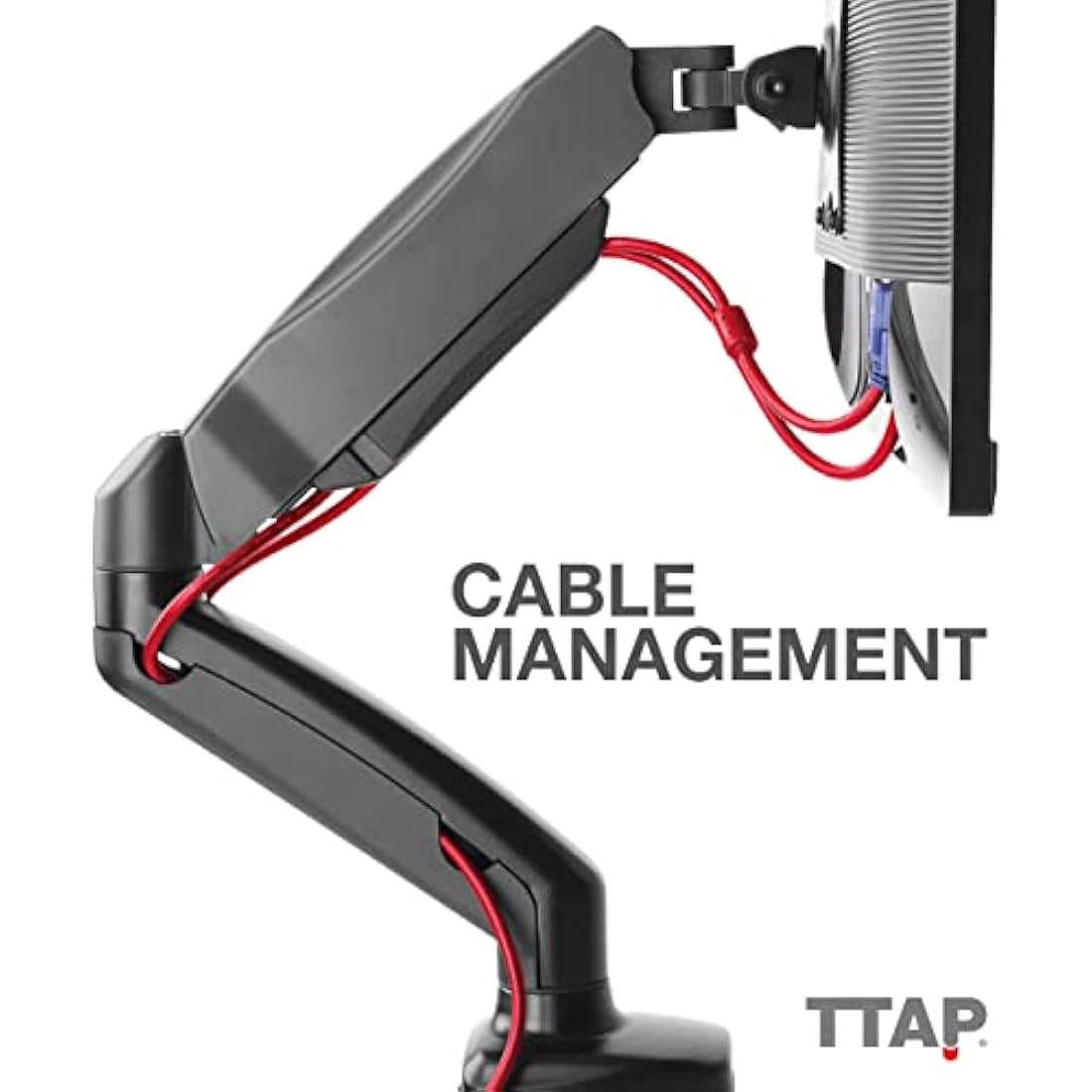 TTAP Single Gas Spring Monitor Arm – Height Adjustable 17-32" VESA Mount