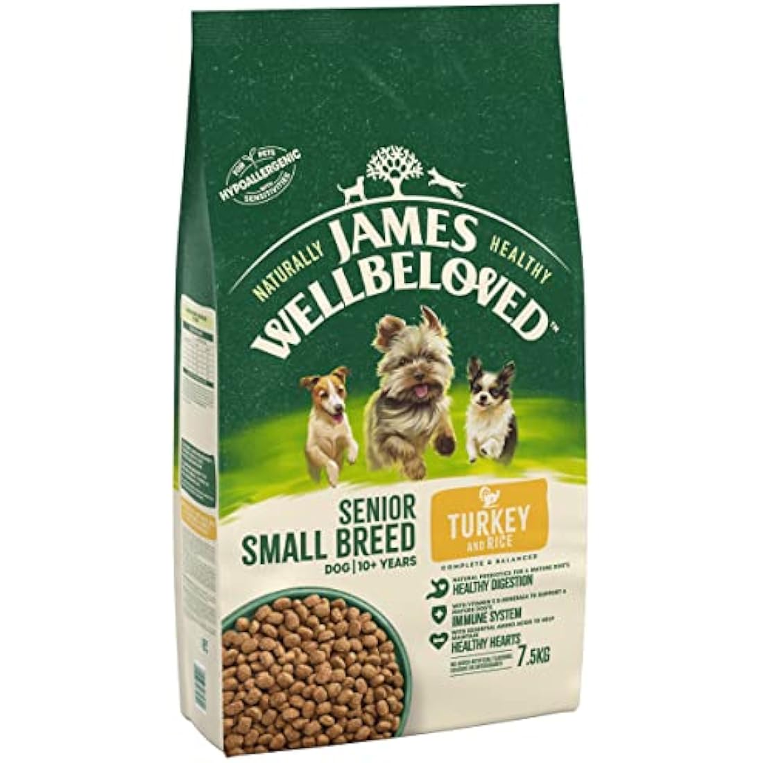 James Wellbeloved Senior Small Breed Dog Food - Turkey & Rice, 7.5kg