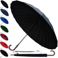 Jolof Store Windproof Umbrella – 24 Rib Fiberglass Frame Wood Handle