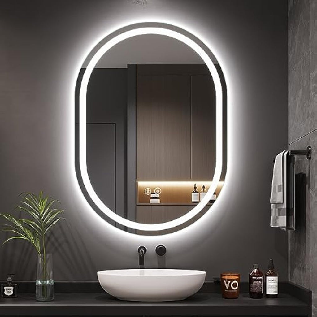 Dripex Bluetooth Oval LED Bathroom Mirror – Anti-Fog Backlit Vanity Light