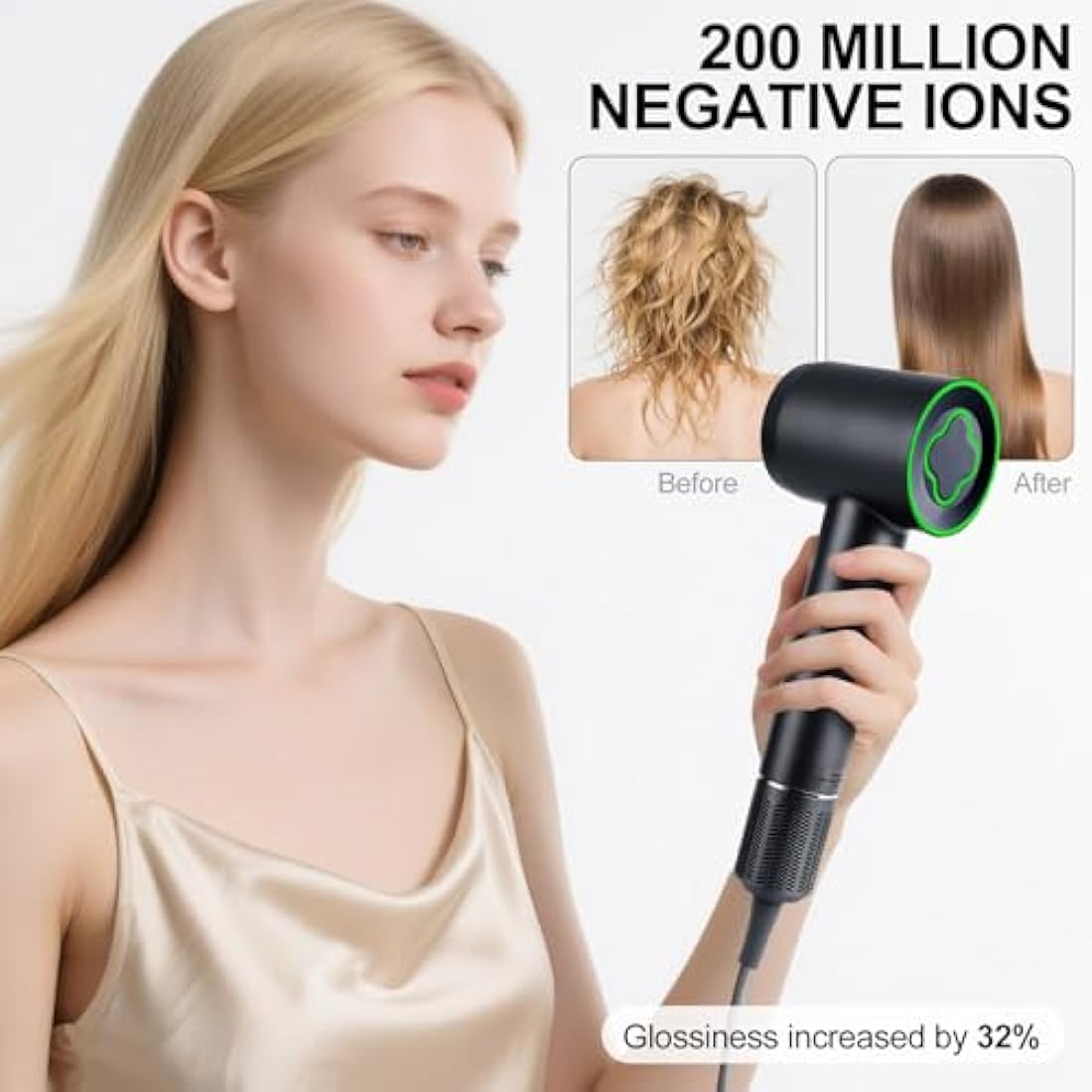 ZCYLPT Ionic Hair Dryer – 1600W High Speed Brushless Motor Travel Dryer