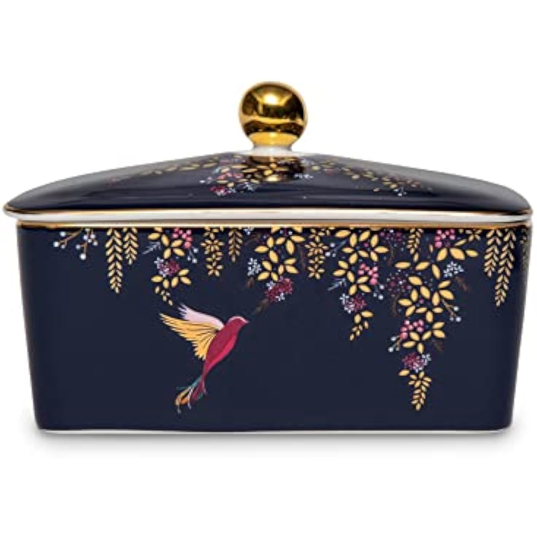 Sara Miller Chelsea Navy Blue Fine China Butter Dish with Cover