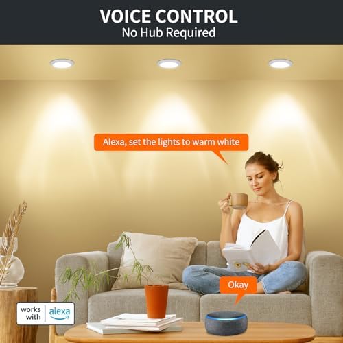 DUSKTEC Smart LED Downlights – 7W Alexa Bluetooth Recessed Lights, 6 Pack