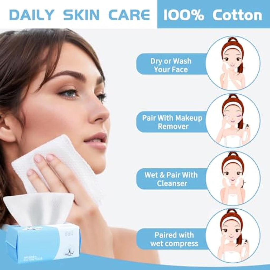 Cotton Facial Dry Wipes – 400 Count Disposable Face Towels