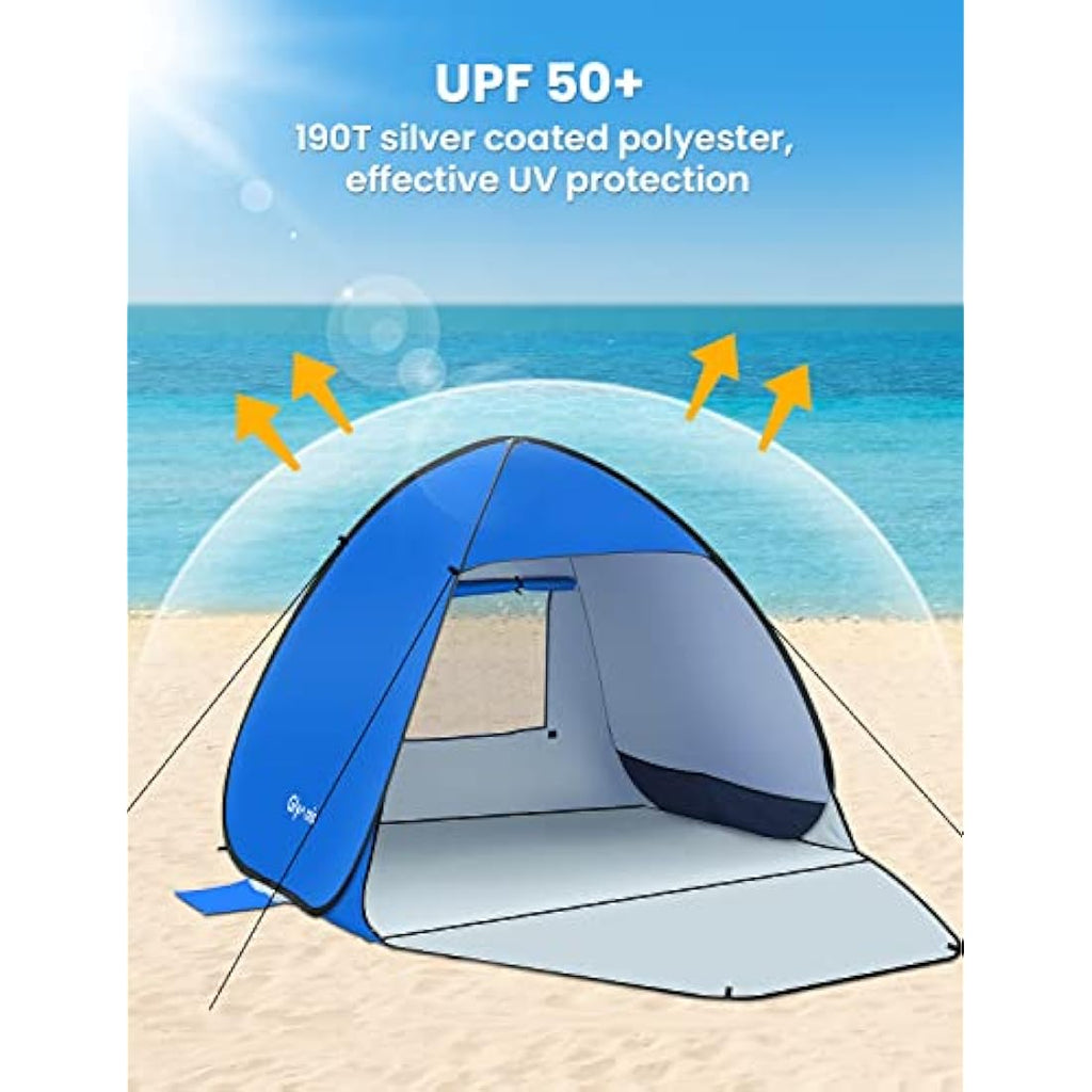 Glymnis Pop Up Beach Tent | UPF 50+ UV Sun Shelter with Zipper Porch