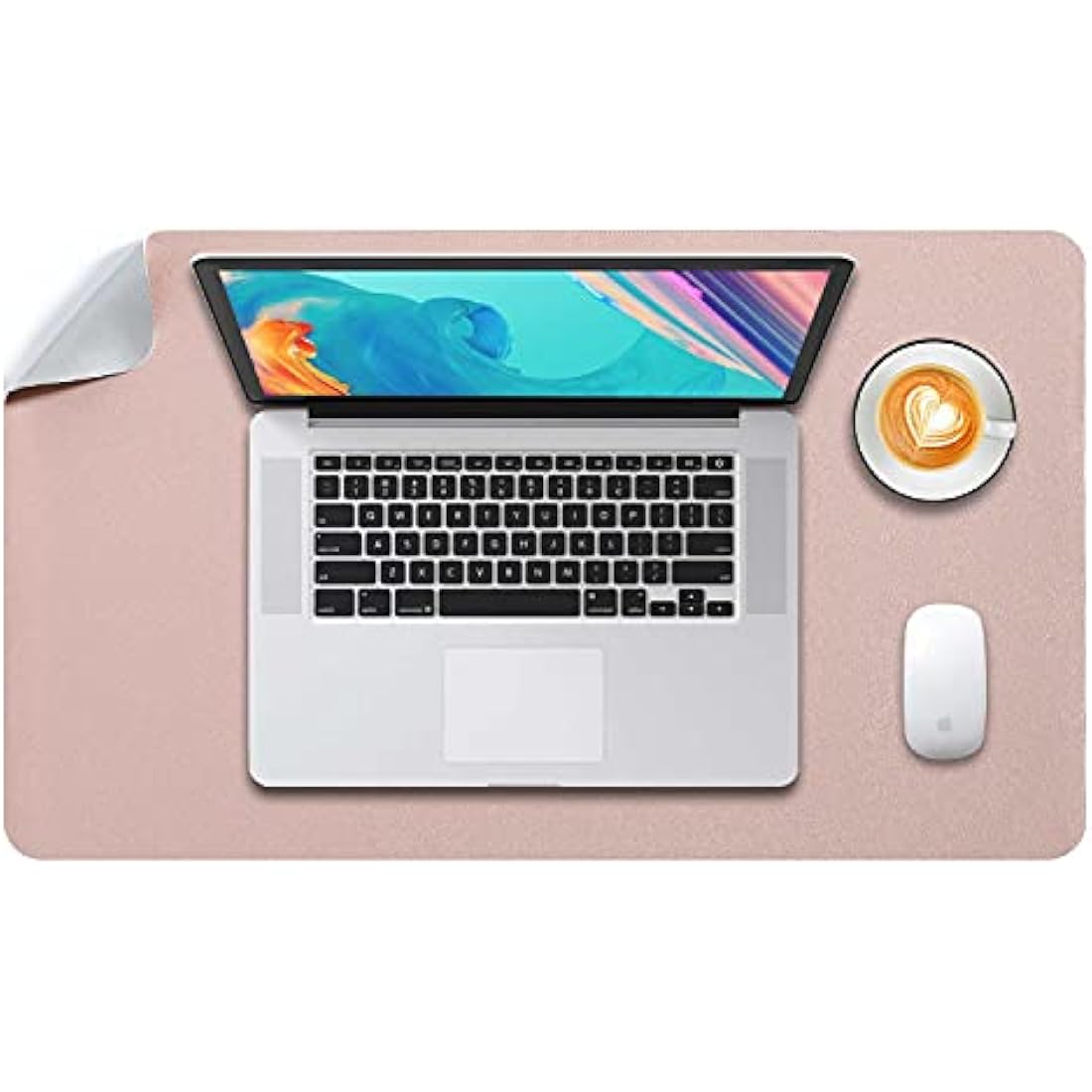 DOBAOJIA Dual-Side PU Leather Desk Pad - Waterproof Mouse Mat (Pink/Silver)