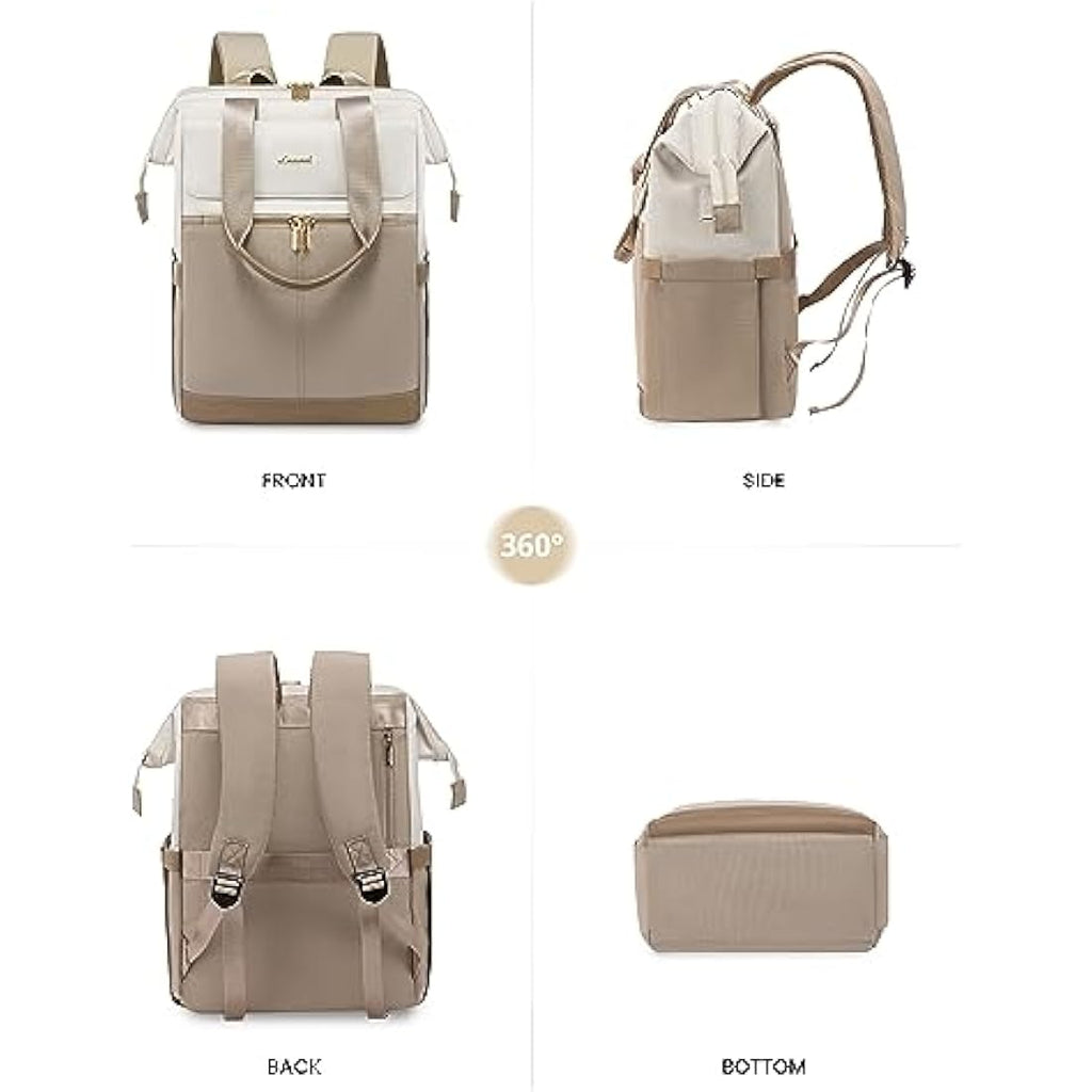 LOVEVOOK 17.3 inch Laptop Backpack – Waterproof Travel Bag, Beige-Khaki