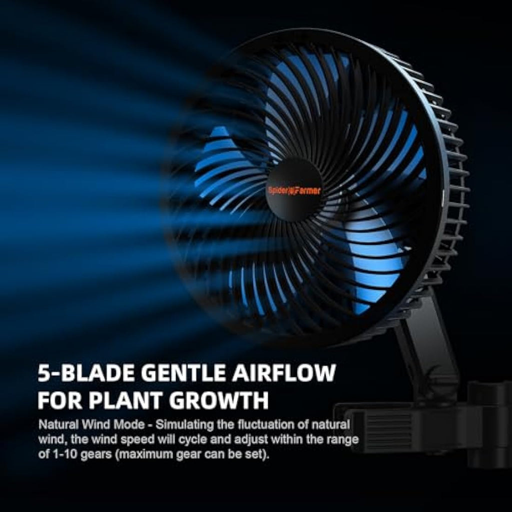 Spider Farmer 6" Grow Tent Clip Fan | 10-Speed Oscillating EC Motor
