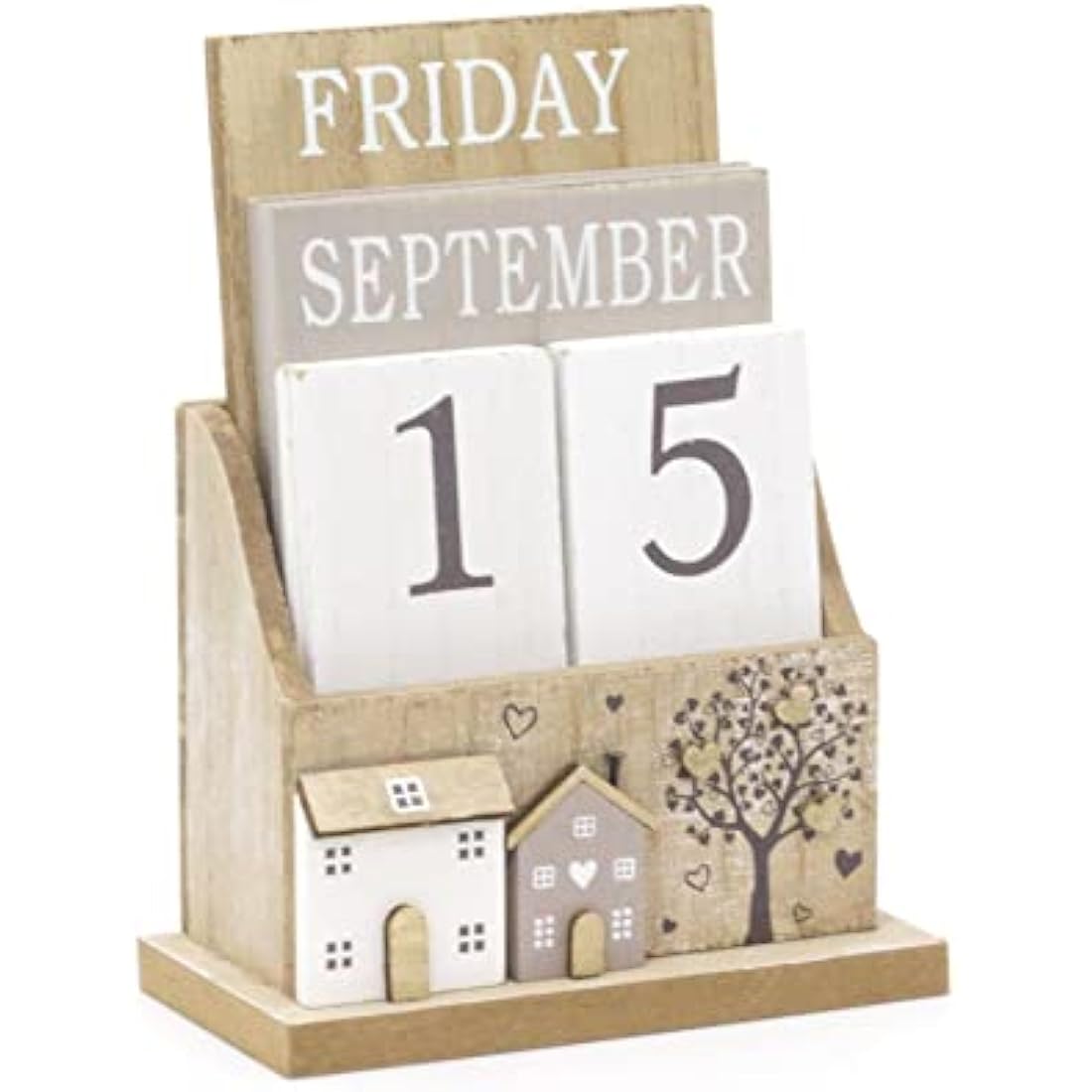 Shabby Chic Wooden Perpetual Calendar | Desktop Flip Calendar