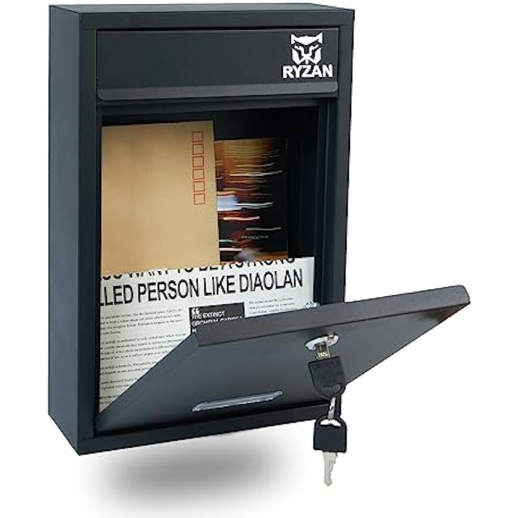 RYZAN Wall Mounted Steel Mailbox – Modern Weatherproof Lockable Postbox