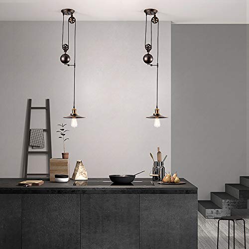 Jolof Store Industrial Pulley Pendant Light – Oil Rubbed Bronze