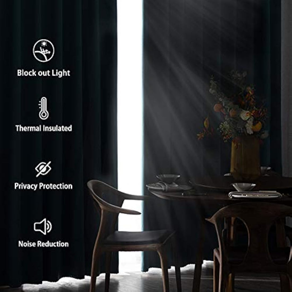 Jolof Store Navy Blue Blackout Curtains - Thermal Grommet Drapes, 2 Panels