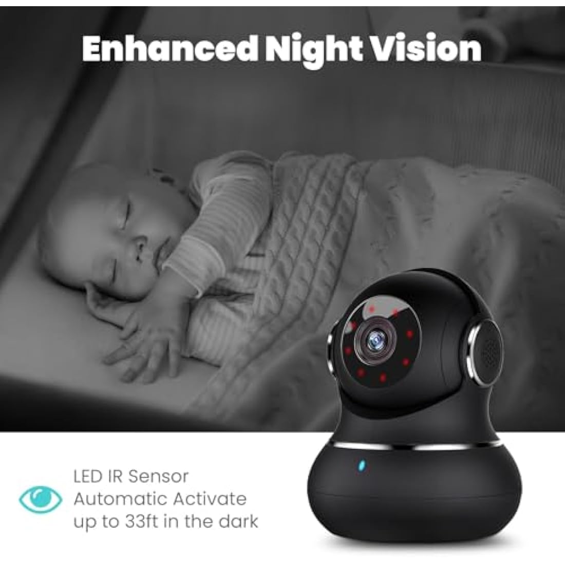 Litokam 2K Indoor Security Camera – 360° Pan/Tilt WiFi Baby Monitor