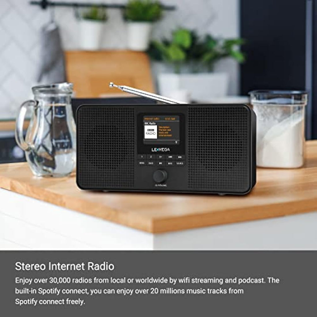 LEMEGA IR4S Portable Internet Radio | Stereo DAB+/FM & Bluetooth - Black