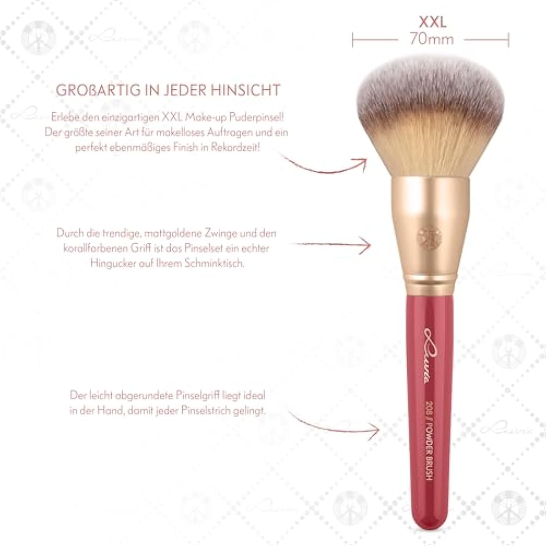 Luvia 14-Piece Vegan Makeup Brush Set with Travel Case – Coral