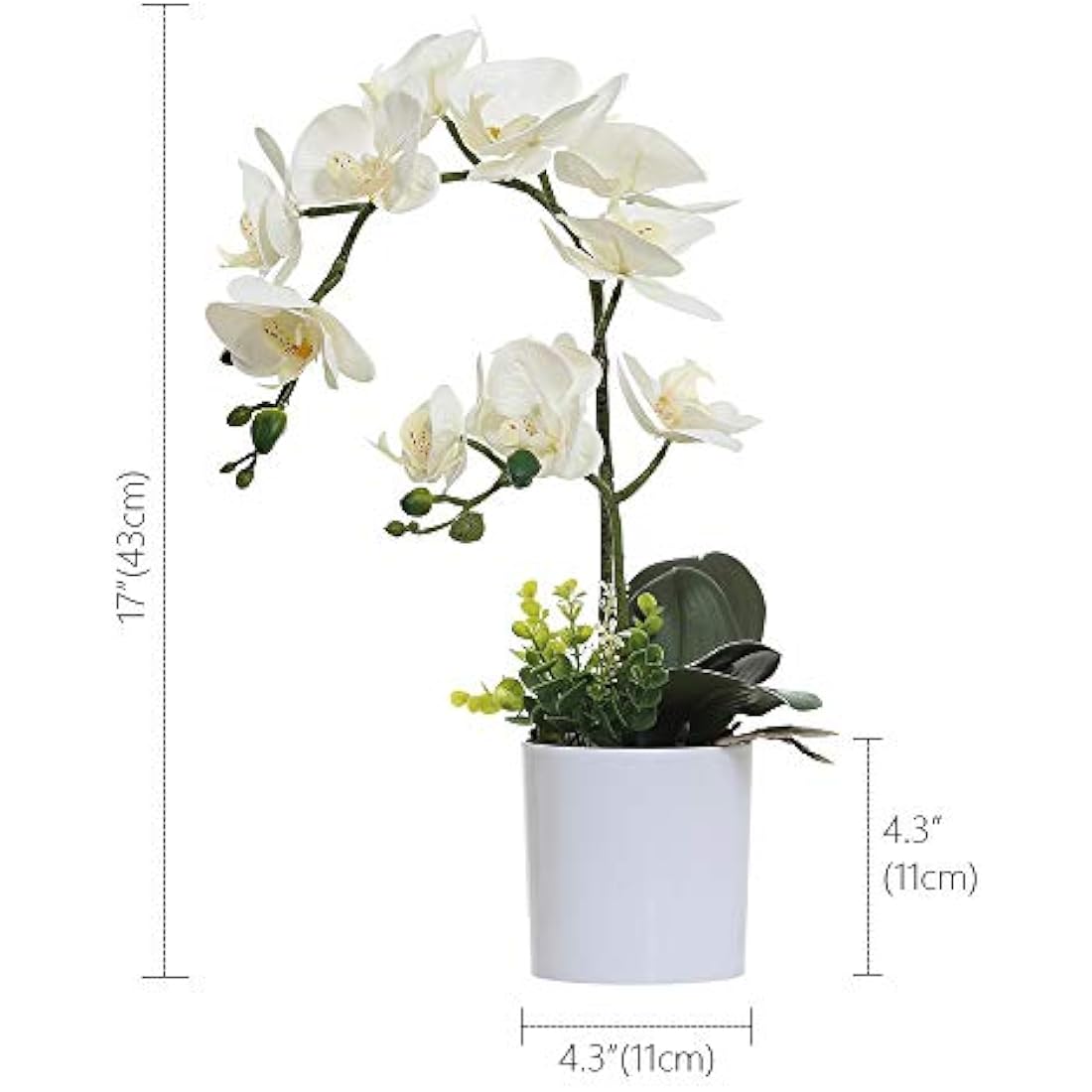 Olrla White Artificial Orchid Flowers – Faux PU Phalaenopsis Bonsai
