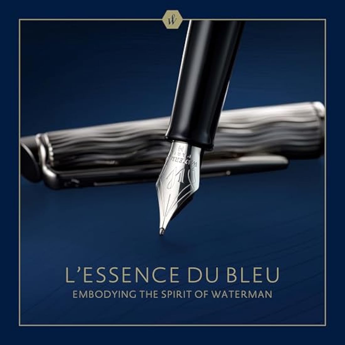 Waterman Hémisphère Fountain Pen – Metal & Blue Lacquer, Medium Nib