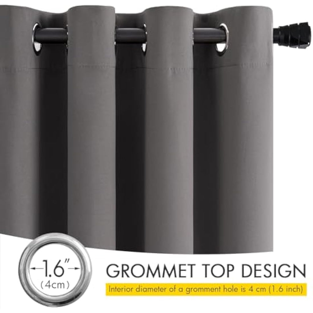 MIULEE Grey Blackout Curtains | Thermal Insulated Eyelet Drapes, 2 Panels