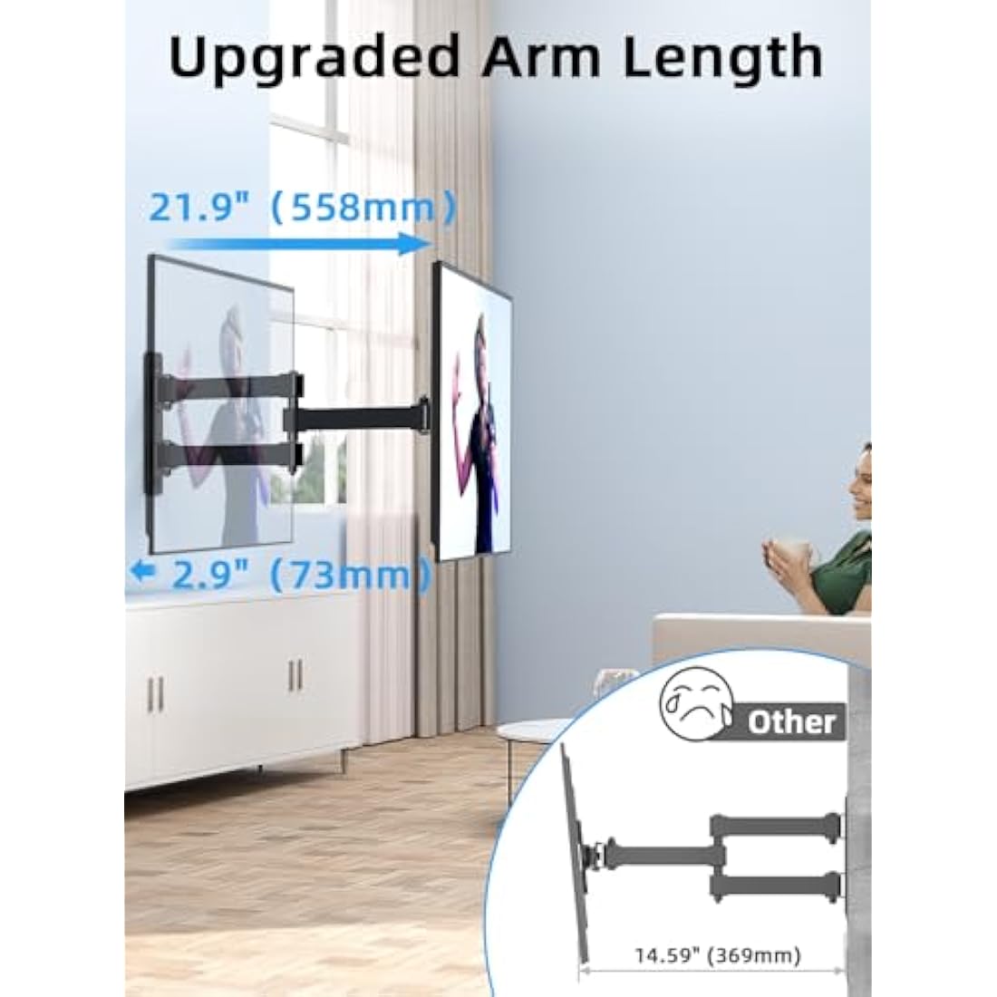 Home Vision Full Motion TV Wall Mount – 21.9" Long Reach Swivel Bracket