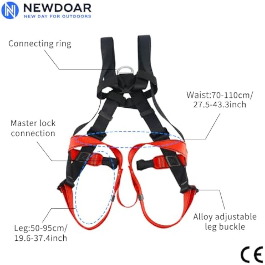 NewDoar Full Body Climbing Harness | CE Certified Rappelling Gear