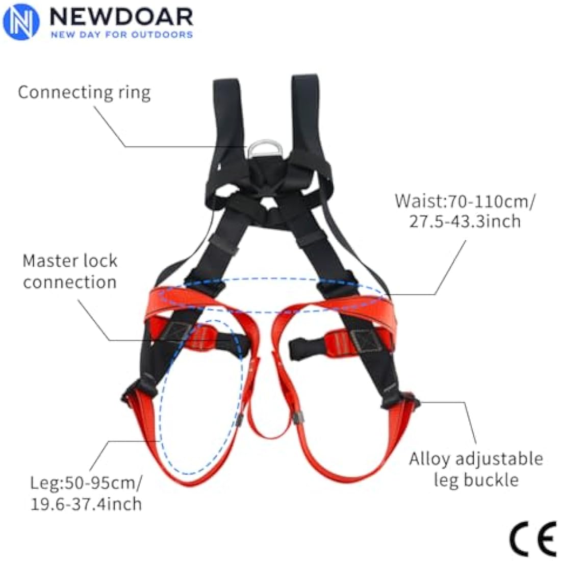 NewDoar Full Body Climbing Harness | CE Certified Rappelling Gear