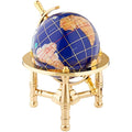 Unique Art Blue Lapis Gemstone World Globe – 6-Inch Gold Tripod Desk Decor