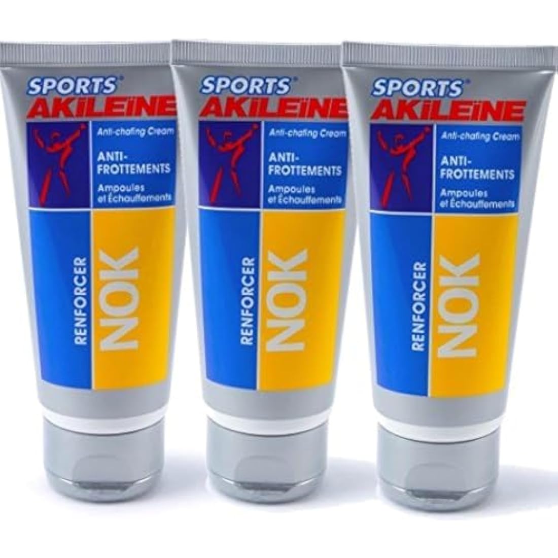 Akileïne Sports NOK Anti-Chafing Cream | Friction Relief - 3 x 75ml