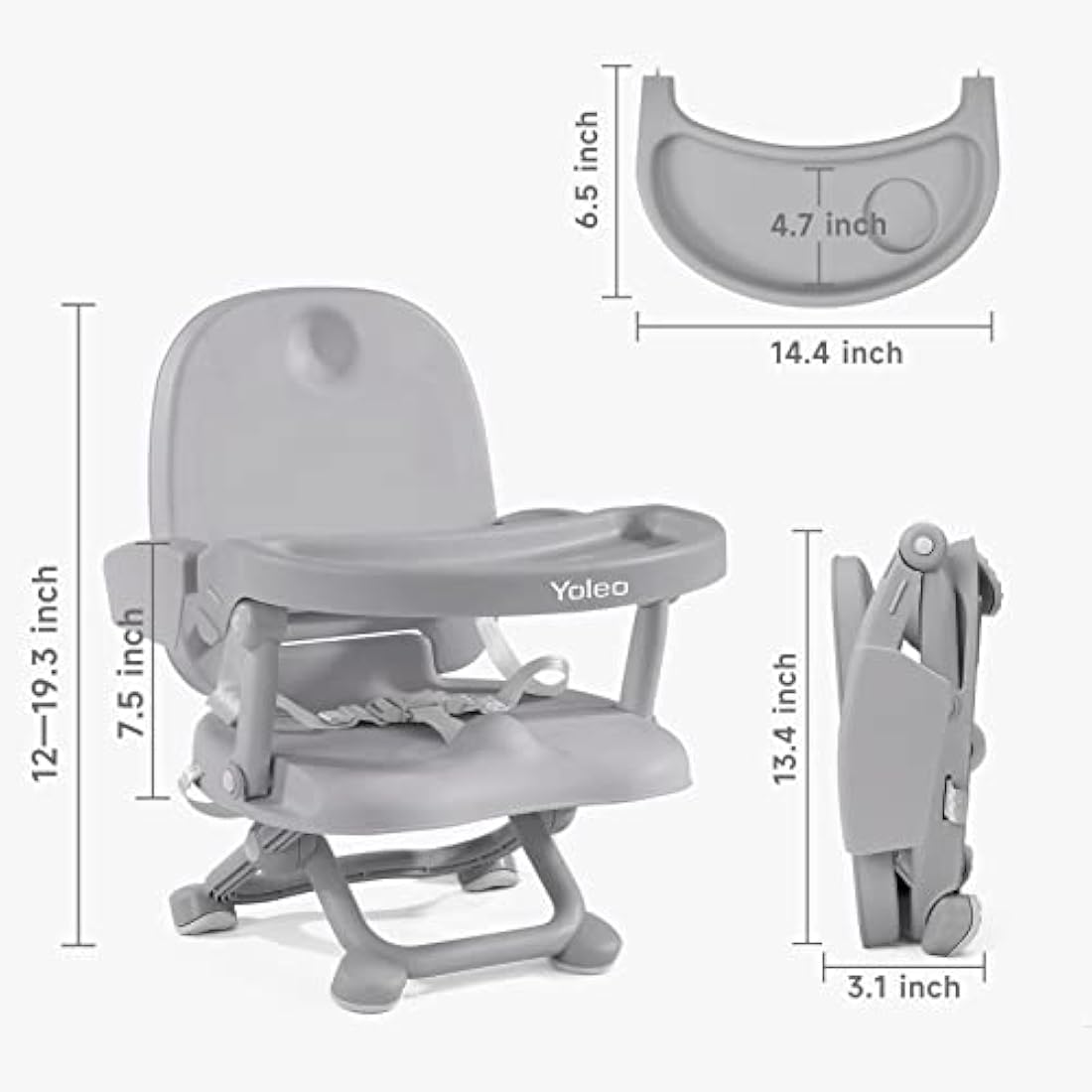 YOLEO Portable Baby High Chair | Adjustable Booster Seat with Tray