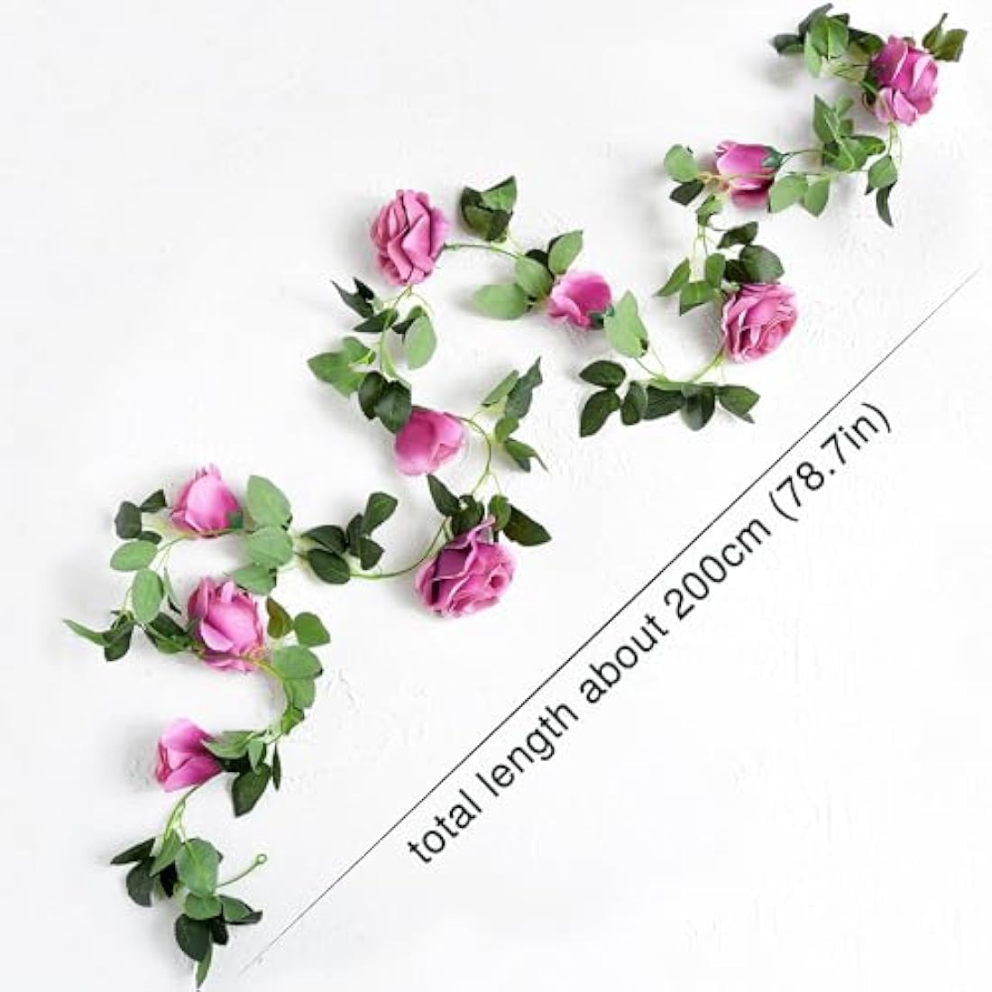 FiveSeasonStuff 2-Pack Fuchsia Silk Rose Garlands – 14.4ft Artificial Vines