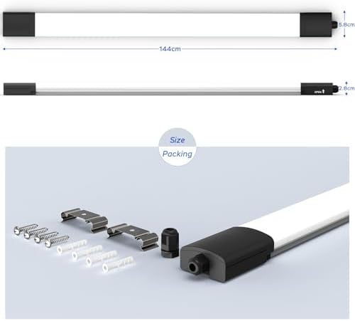 Amdelne 5FT LED Batten Light | 45W IP65 Waterproof Linkable Garage Lighting