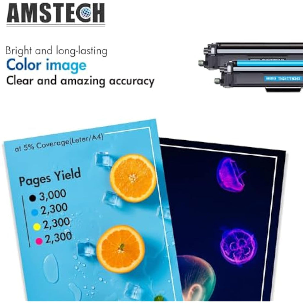 Amstech Compatible Brother TN-243CMYK Toner 4-Pack for DCP-L3550CDW