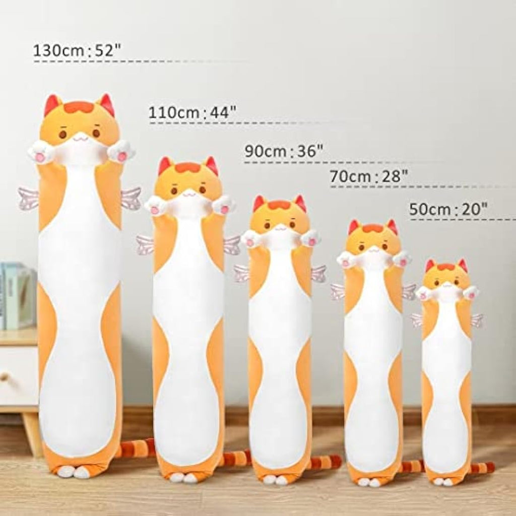 Mewaii 51in Long Cat Plush Body Pillow – Soft Orange Stuffed Animal
