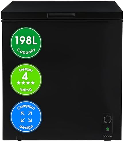 Abode 198L Chest Freezer – Black Freestanding Garage Freezer