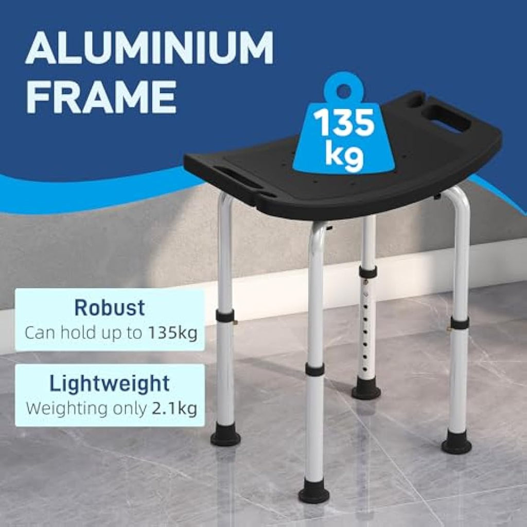 Jolof Store Height Adjustable Shower Stool – Non-Slip Aluminium Chair