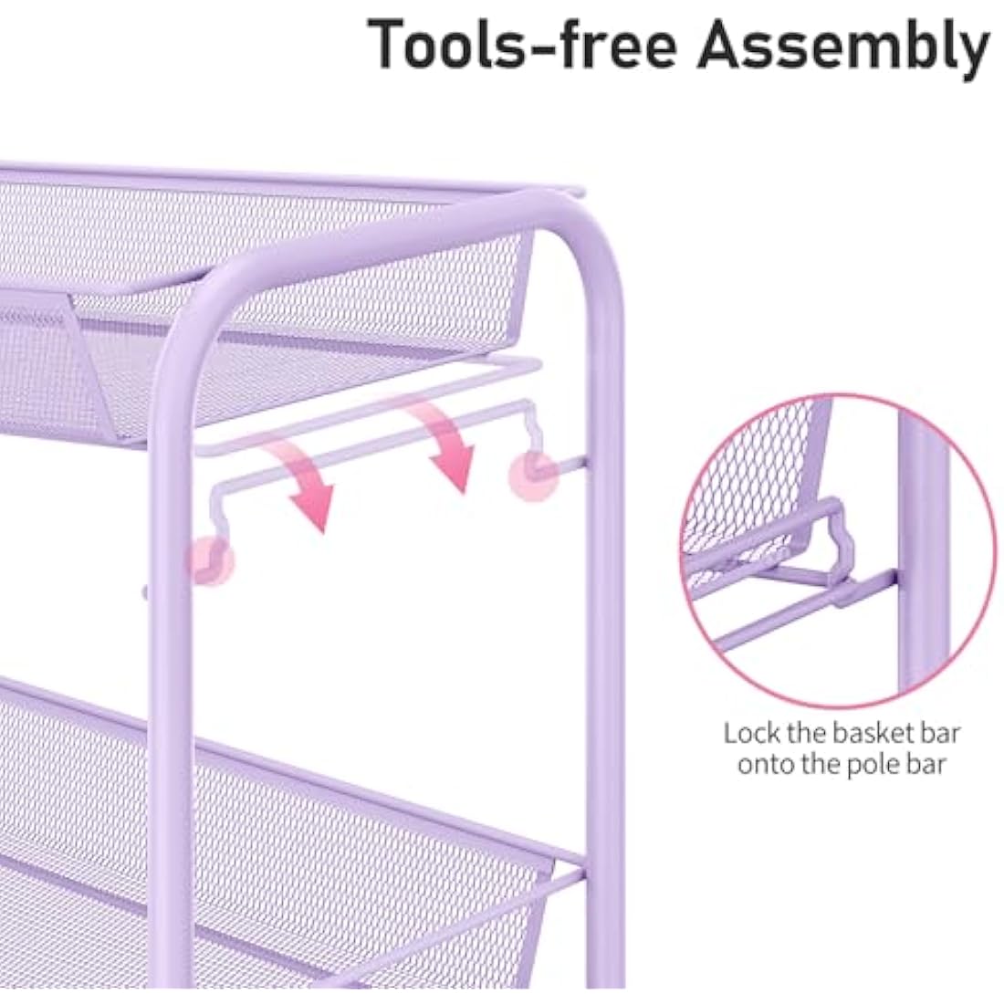 APEXCHASER 3-Tier Rolling Utility Cart | Metal Mobile Storage Trolley