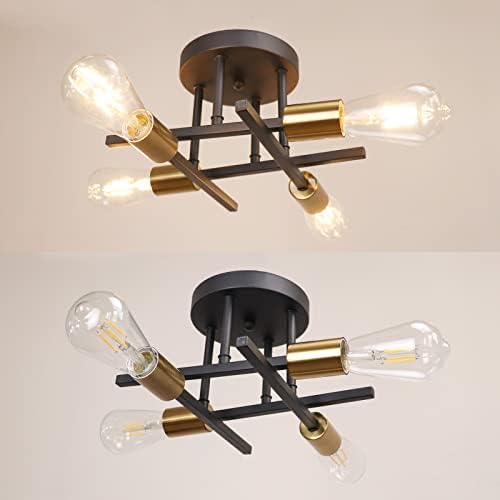 Jolof Store Modern Sputnik Chandelier – 4-Light Industrial Brass Fixture